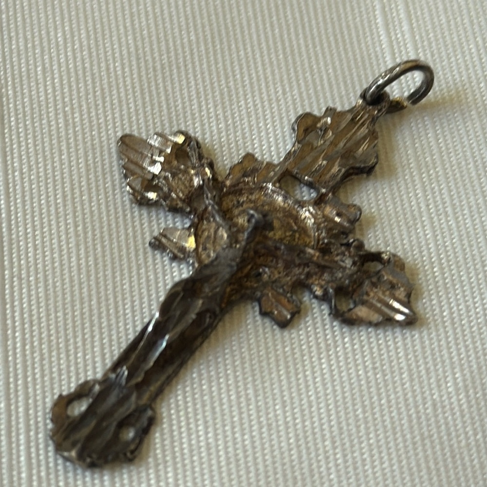 Vintage Sterling silver intricate cross pendant 2” long hallmarked